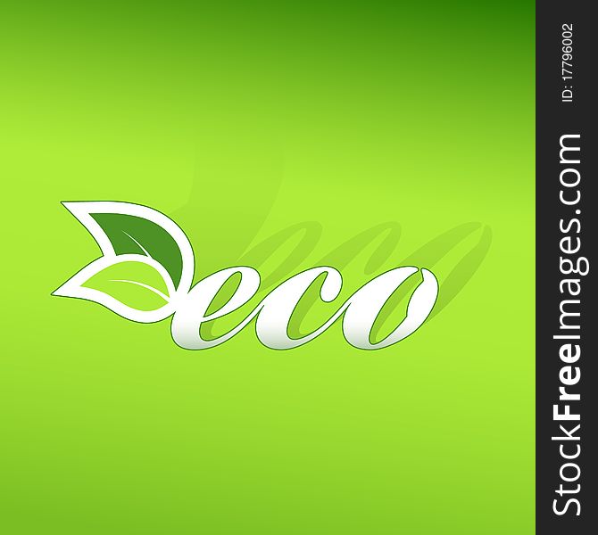 Eco Sign On Green Gradient Background.