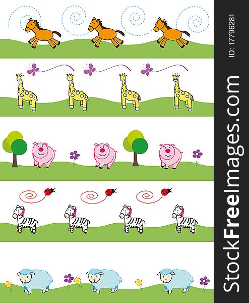 Zebra, giraffe, pig, horse and sheep on your background. Zebra, giraffe, pig, horse and sheep on your background