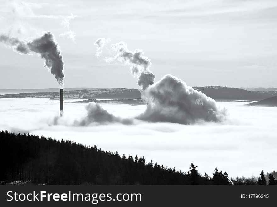 Chimney pollution in Czech republic. Chimney pollution in Czech republic