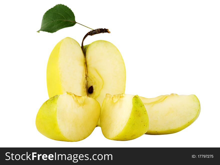 An apple with a leaf and cloves apple isolated on a white background