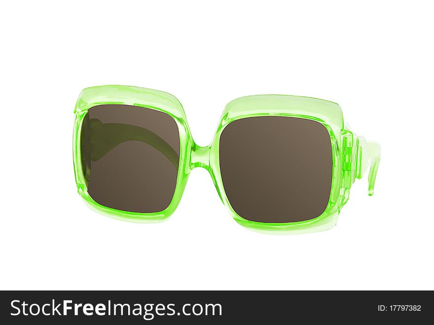 Green sunglasses isolated on white background