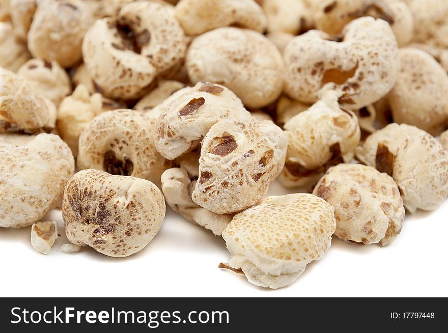 Popcorn on a white background