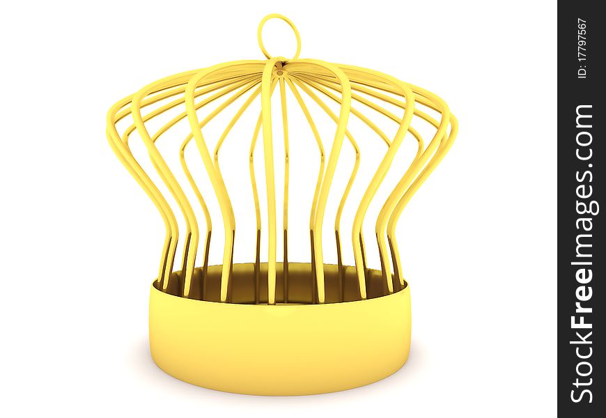 Golden cage isolated on a white background
