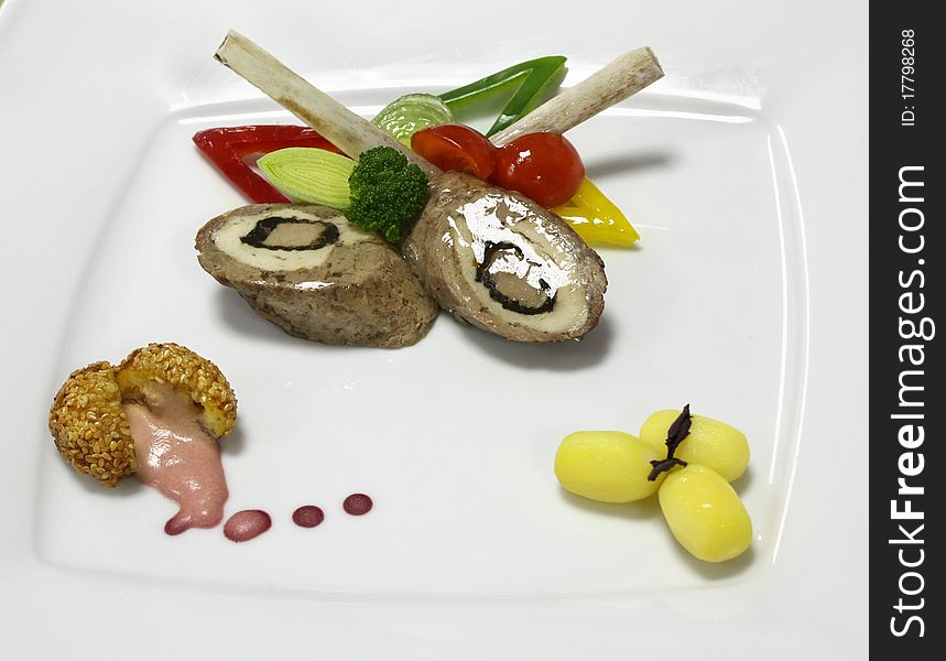 Cold Appetizer Of Meat With Vegetables