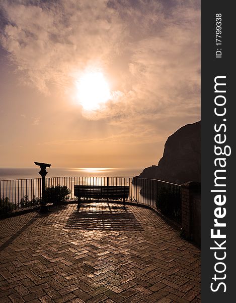 A summer day on Capri island with a beautiful view of sea from a terrace. A summer day on Capri island with a beautiful view of sea from a terrace