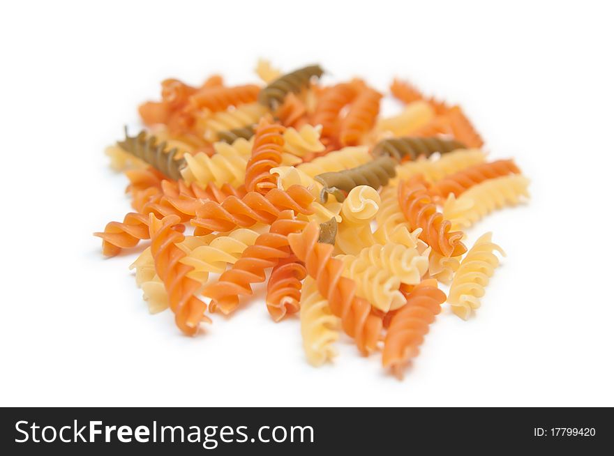 Multi-color pasta isolated on white. Multi-color pasta isolated on white