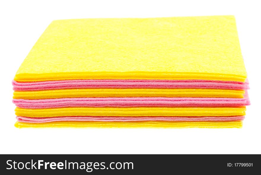 Close-up stack of rags, isolated on white