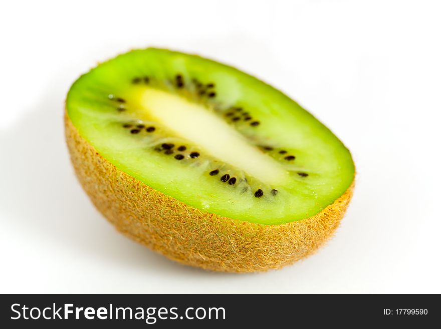 Fresh Pieces Kiwi Fruit Isolated On White Backgrou