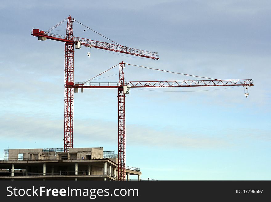 Cranes working at a construction site