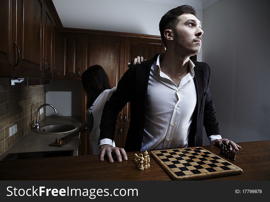Chessplayer. Conceptual photo. Lifestyle theme.