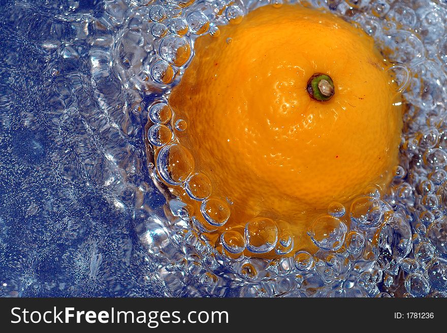 Orange in cold water. Orange in cold water