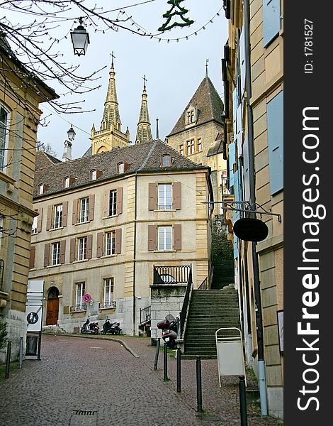 Old city of Neuchatel. Switzerland. Old city of Neuchatel. Switzerland