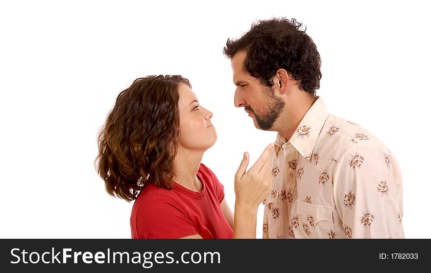 Couple lightly arguing