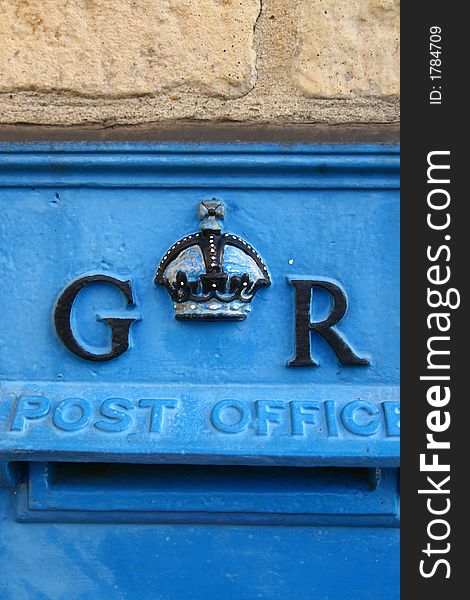 Vintage Blue English GR Post Box