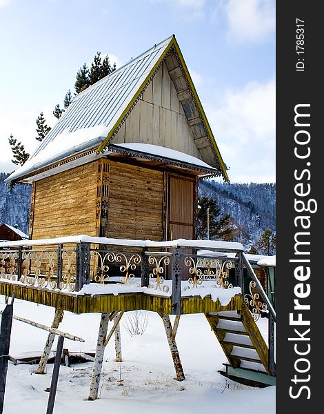 Micro-house On The Stumps Of Birch For Kids Activity