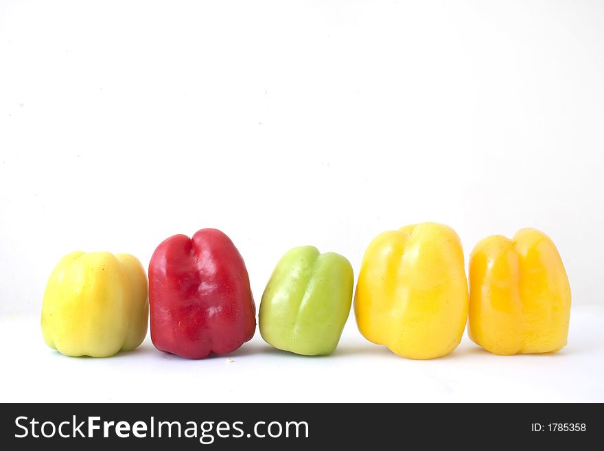 Group of red,green and yellow bellpeppers