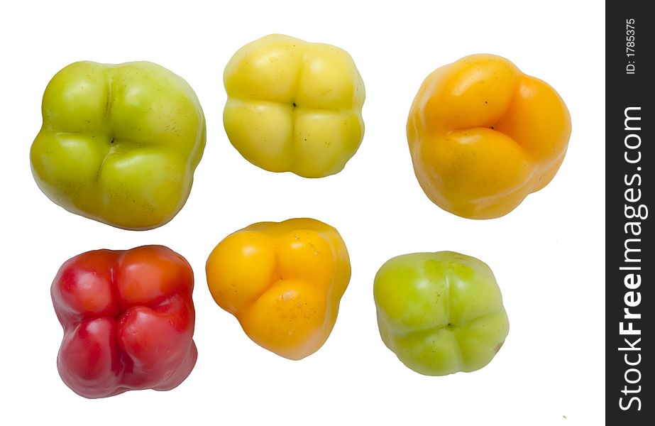 Group of red,green and yellow bellpeppers