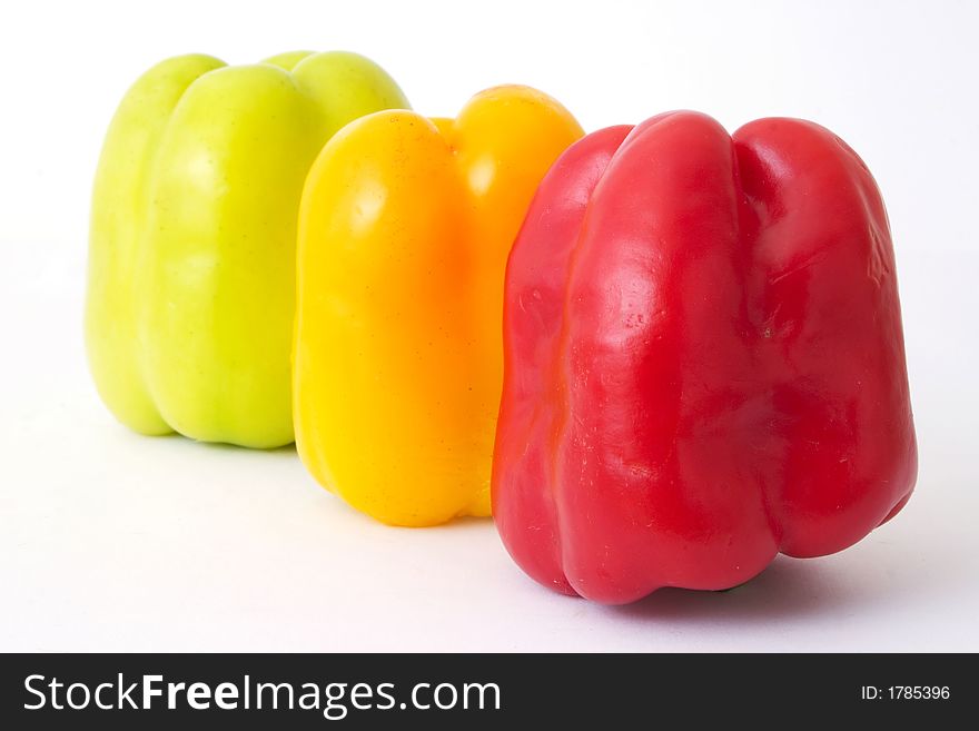 Group of red,green and yellow bellpeppers