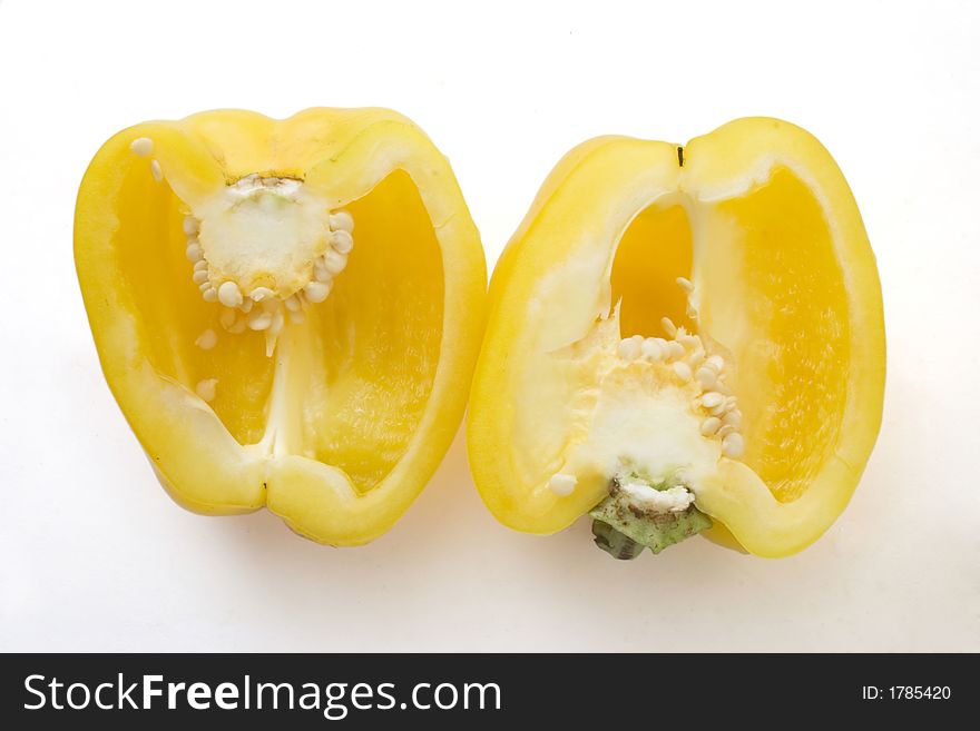 Close up of  yellow cutted bellpepper