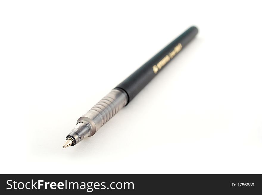 Black plastic pen isolated on white
