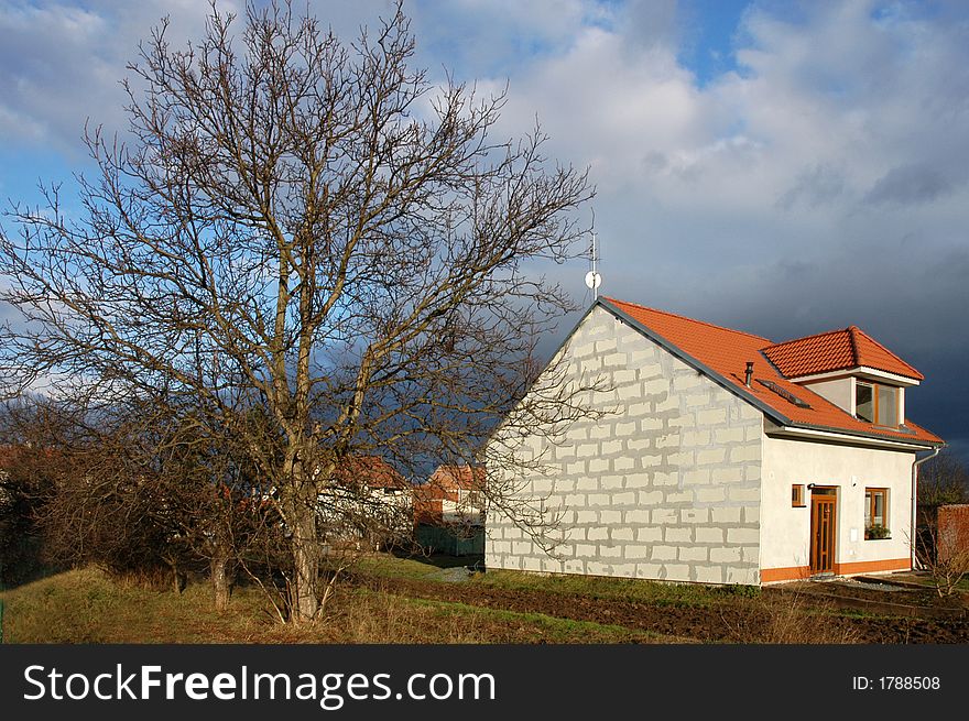 New house in cloudy afternoon