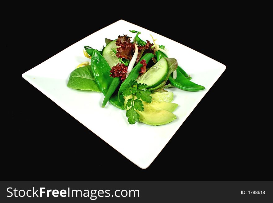 Delicious snow pea and green bean salad ready to serve. Delicious snow pea and green bean salad ready to serve.