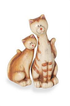 Two Clay Funny Enamoured Cats Royalty Free Stock Images Two Clay Funny Enamoured Cats Royalty Free Stock Images