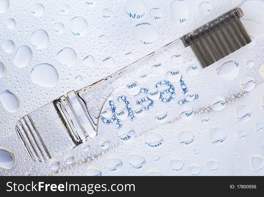 Teeth Brush And Water Droplets
