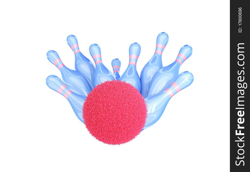 Bowling ball hits strike. Soft and pink