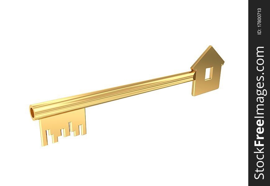 Golden key from a house. Golden key from a house