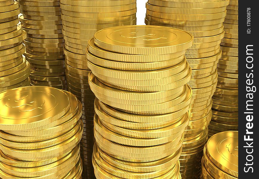 Golden Coins. Closeup