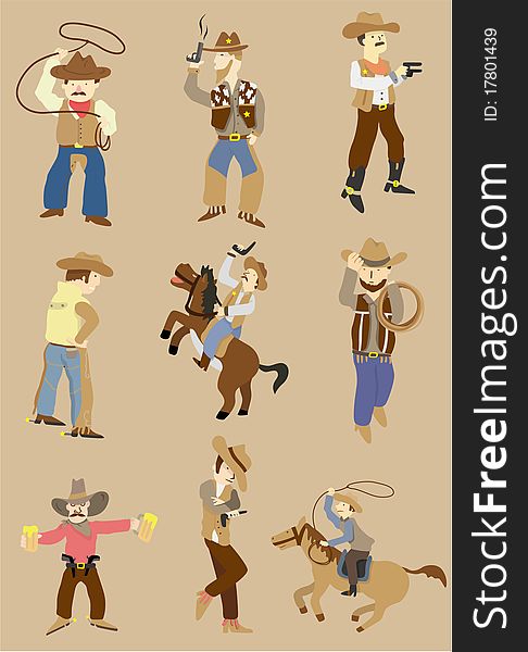 Cartoon wild west cowboy icon