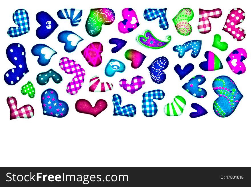 Bright color heart shapes on white background. Bright color heart shapes on white background