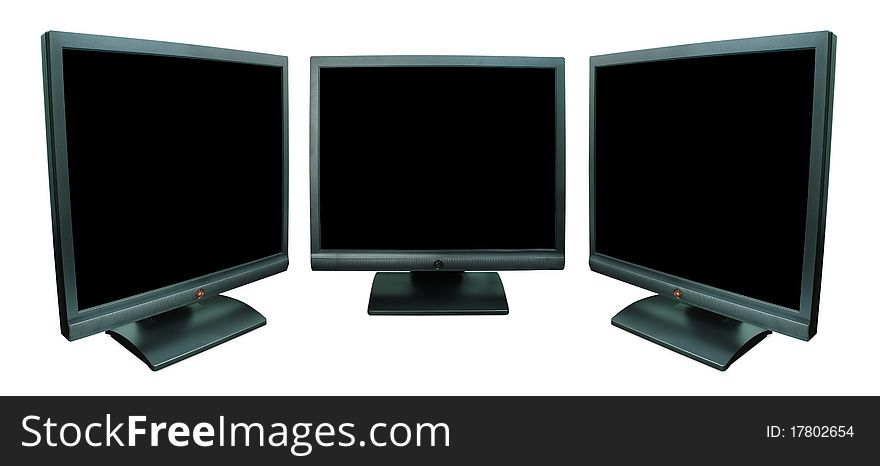 Computer monitor in black over a white background