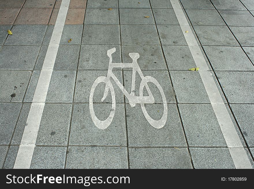 Bike lane symbol on road. Bike lane symbol on road