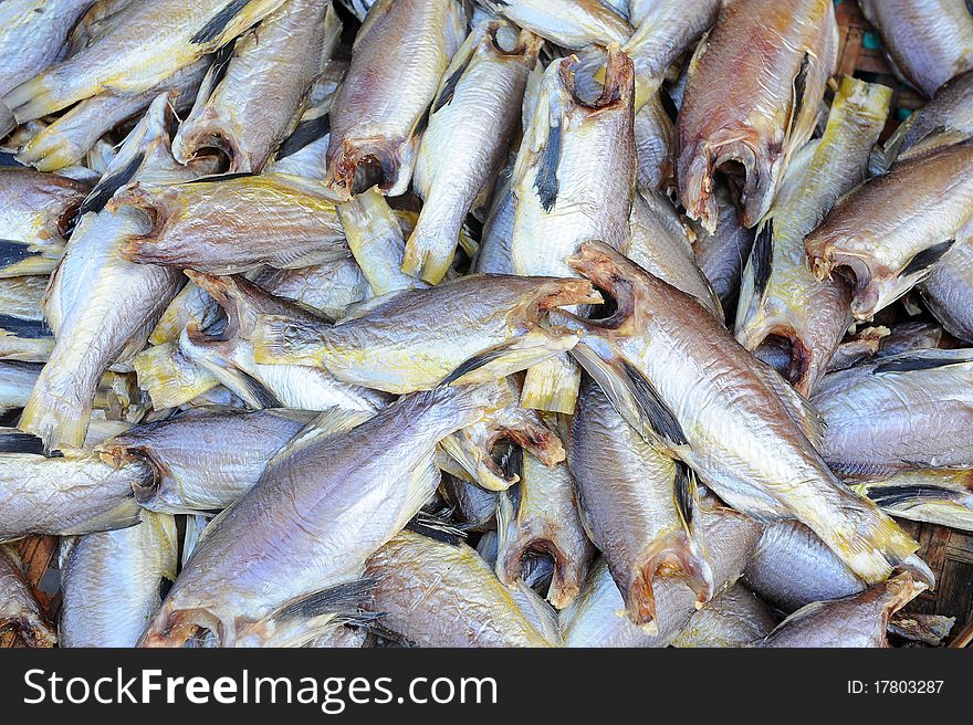 Fish dry food in market asia