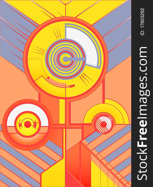 Colourful vector illustration based on circles and lines. Colourful vector illustration based on circles and lines