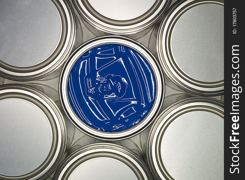 Blue Paint can from above