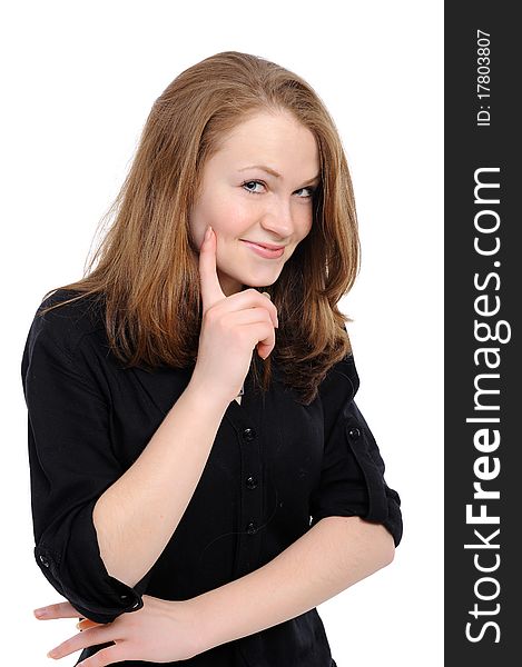 Portrait of a beautiful teenager on a white background