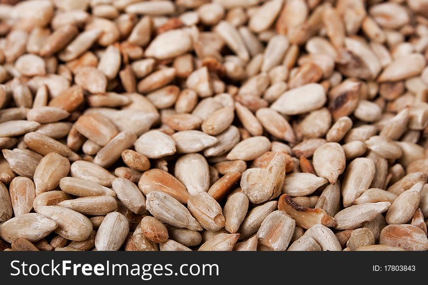 A lot ofsunflower seeds. food background.