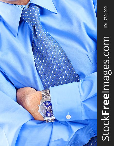 Mature businessman with blue shirt and tie. Mature businessman with blue shirt and tie