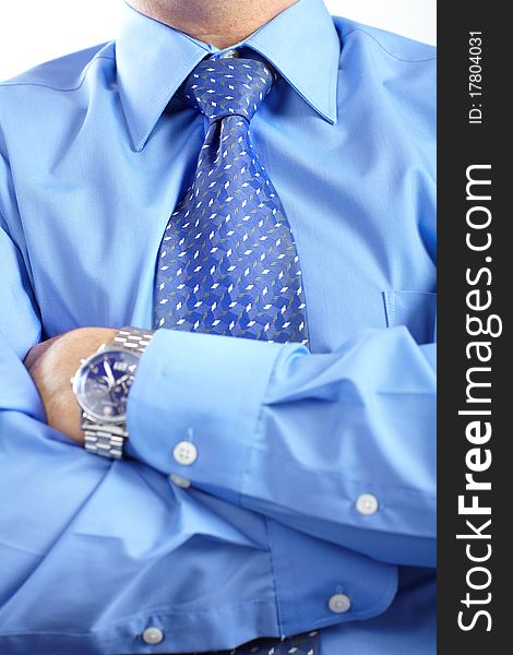 Mature businessman with blue shirt and tie