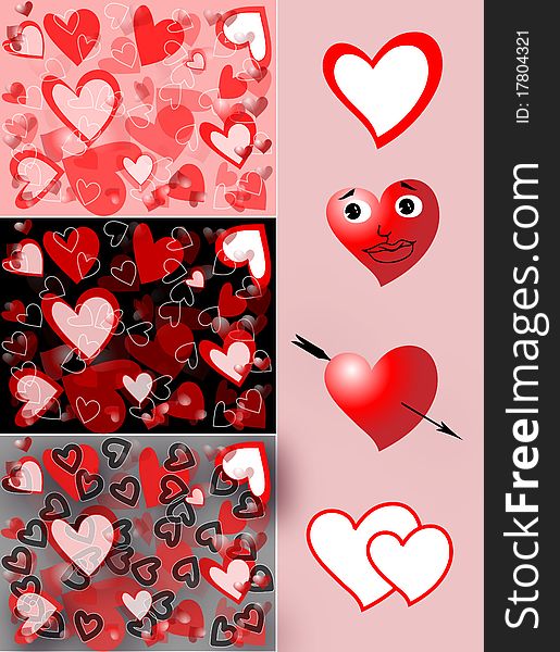 Images of background with stylized heart. Images of background with stylized heart