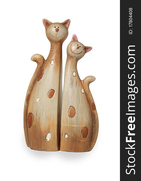 Two clay funny enamoured cats