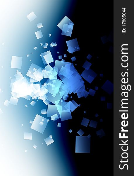 Blue squares abstract space background. Blue squares abstract space background