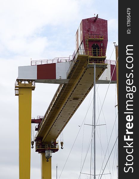 Crane in the harbour of marina di carrara italy