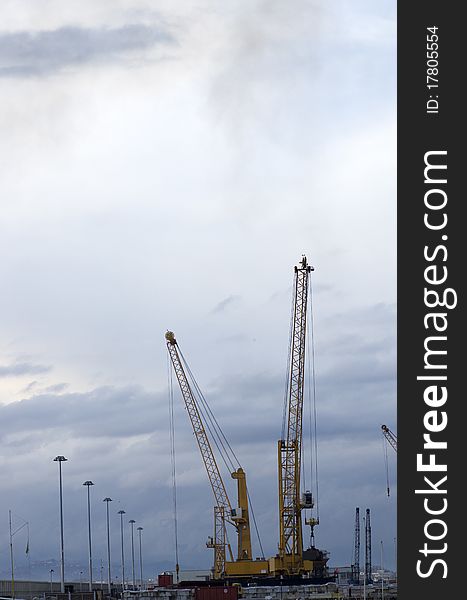 Crane in the harbour of marina di carrara italy