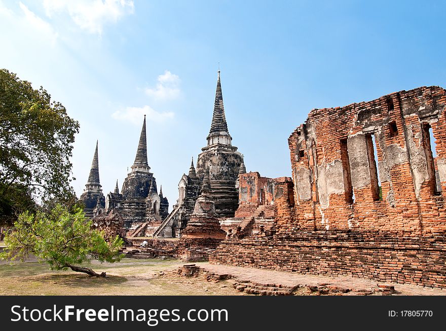 Ruin Pagoda in Ayutthaya historical park, a famous attraction of Thailand. It was an old capital city of Thailand around 200 years ago. Ruin Pagoda in Ayutthaya historical park, a famous attraction of Thailand. It was an old capital city of Thailand around 200 years ago.