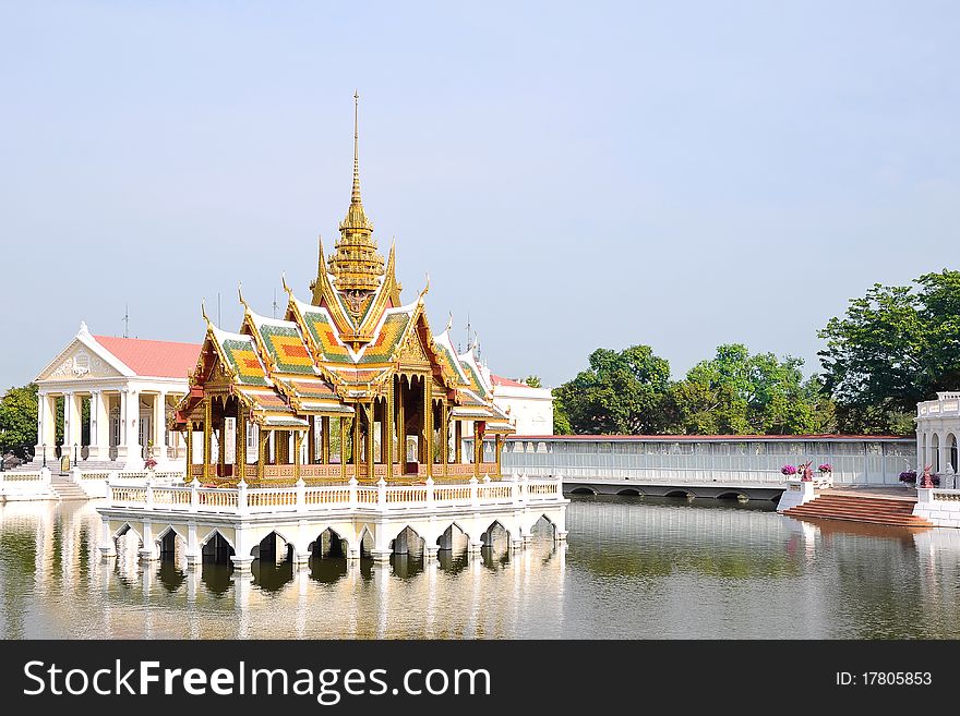 Thai Pavilion in Bangpain Palace, a famous tourist attraction of Thailand.