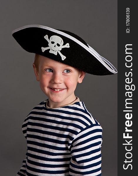 Little boy in hat of pirate